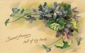 Artist Signed C. Klein Sweet Flowers Tell Of My Love Embossed Postcard