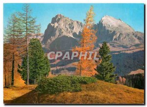 Modern Postcard Dolomiten Seiser Alm mit Langkofel im Herbst