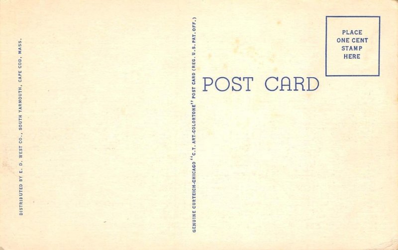 NOBSKA LIGHT Woods Hole, Cape Cod, MA Lighthouse c1940s Linen Vintage Postcard 