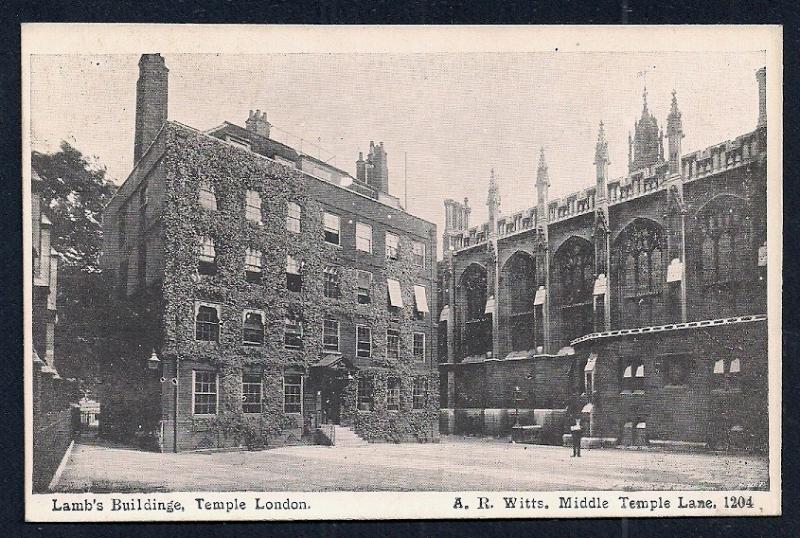 Lamb's Building Middle Temple Lane London unused c1920's