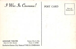 Celebrating 20 years of Cinerama Missouri Theatre View Postcard Backing 