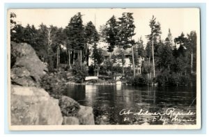 Ely Silver Rapids Minnesota Lodge Cabin Lake Boat Postcard Vintage Antique 