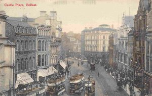 Castle Place Street Scene Trams Belfast Northern Ireland UK 1907 postcard