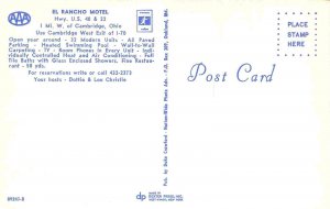 El Rancho Motel US 40 Cambridge Ohio postcard