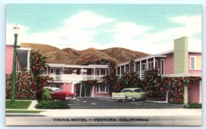 VENTURA, CA California ~ VIKING MOTEL  c1950s Cars Roadside Linen Postcard