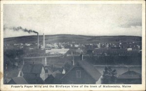 Madawaska ME Fraser's Paper Mill & Birdseye of Town c1910 Postcard