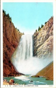 Lower Falls Yellowstone National Park Waterfall WB Postcard VTG UNP Unused