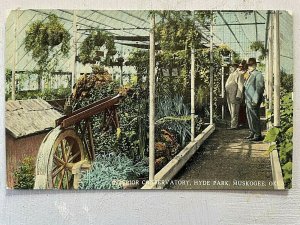 Vintage Postcard 1913 Conservatory Interior Hyde Park Muskogee Oklahoma