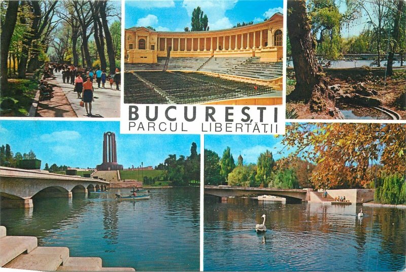 Postcard Romania Multi View Bucuresti Parcul Libertatii Pod Monument