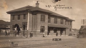 RPPC Real Photo Postcard - Chicago, Rock Island & Pacific RR - Estherville, Iowa