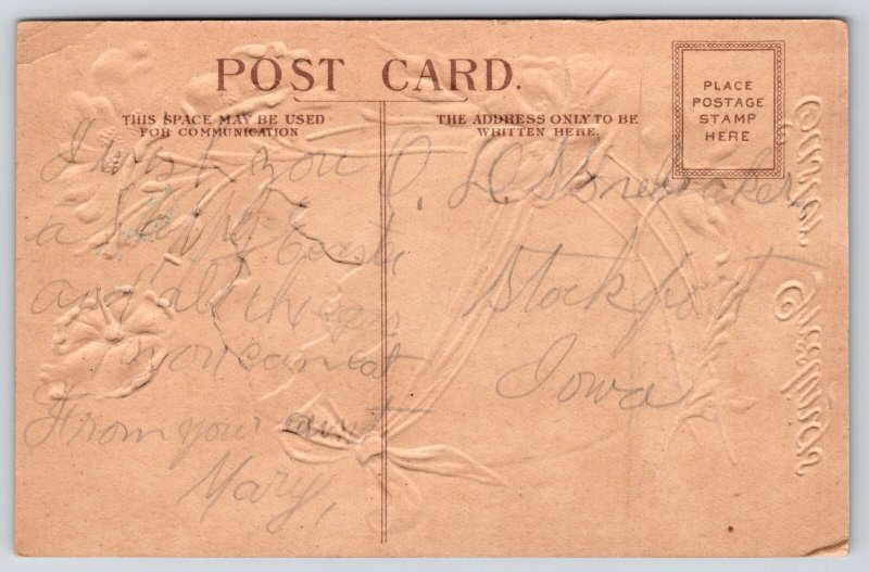 Easter~Big Yellow Egg Shell~Ribbon Wrap~Red Orange Poppies~Lavender Back~c1910