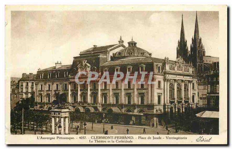 The picturesque Old Postcard Auvergne Clermont Ferrand Place jaude Vercingeto...