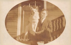 RPPC MAN AND HIS DOG REAL PHOTO POSTCARD (c. 1930s)