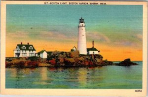 Postcard LIGHTHOUSE SCENE Boston Massachusetts MA AO7356