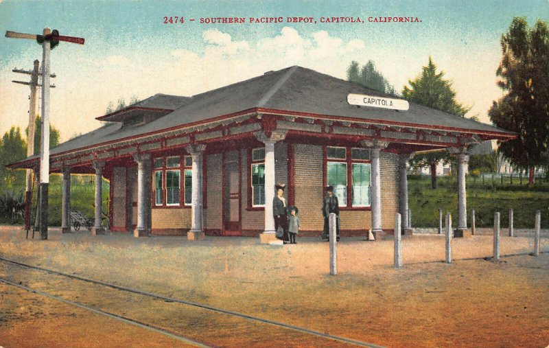 Capitola CA Southern Pacific Railroad Depot Train Station Postcard