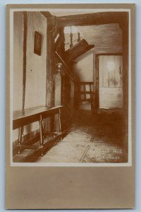 Westerham Kent England Postcard Entrance Hall Pitts College c1920's RPPC Photo