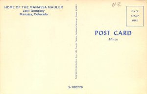 Home of the Manassa Mauler, Jack Dempsey Manassa, CO., USA Boxing Postcard