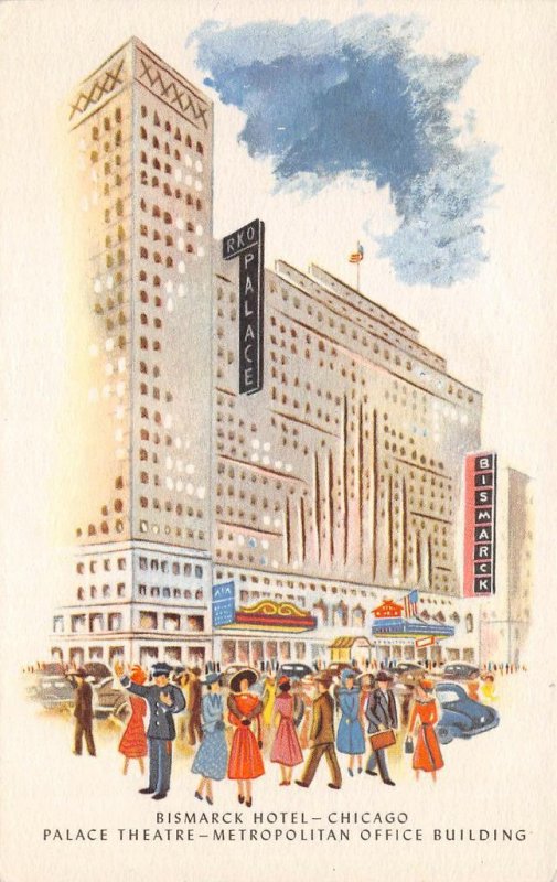 BISMARCK HOTEL Palace Theatre RKO CHICAGO Metropolitan Office Art Deco Vintage
