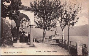 Switzerland Locarno Via Della Trinita Vintage Postcard C201