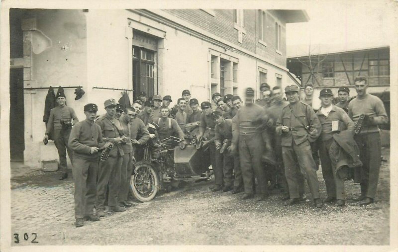 Inter war swiss army military regimental soldiers buddy seat motorcycle postcard