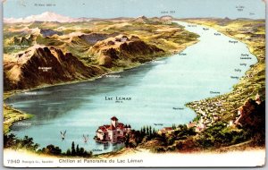 Chillon Et Panorama Du Lac Leman Veytaux Switzerland Postcard