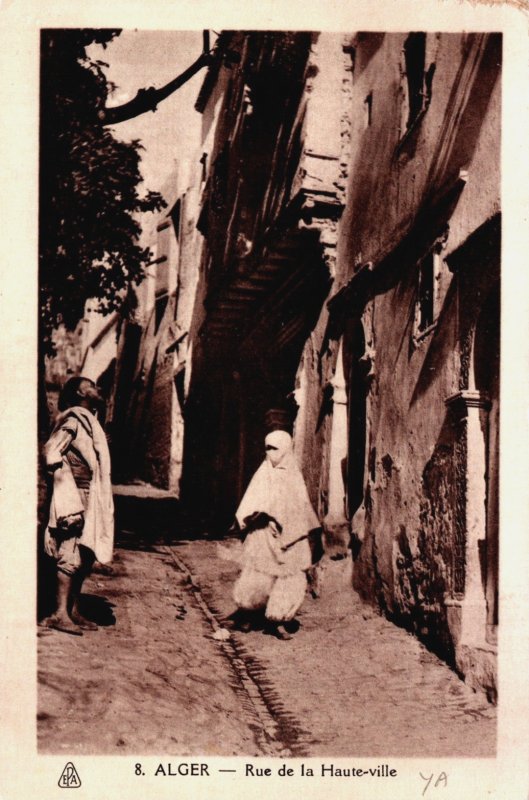 Algeria Alger Rue de la Haute-Ville Vintage RPPC C256