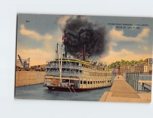 Postcard Steam Boat Passing Thru Locks Missouri USA