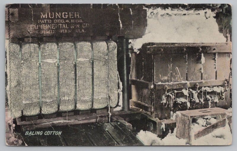 Birmingham Alabama~Munger Continental Gin Co~Baling Cotton Machine~c1910 B&W PC