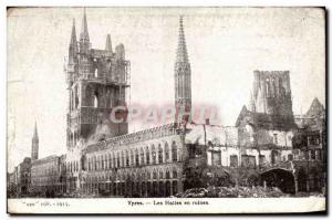 Old Postcard Belgium Ypres The halls in ruins