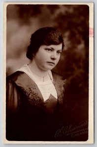 RPPC Lovely Young Lady Portrait Charous Studio Chicago Postcard J30