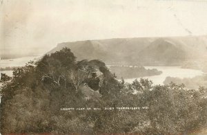 Postcard RPPC C-1910 Wisconsin Trempealeu Liberty Peak river bend WI24-1081