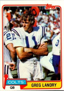 1981 Topps Football Card Greg Landry Baltimore Colts sk60175