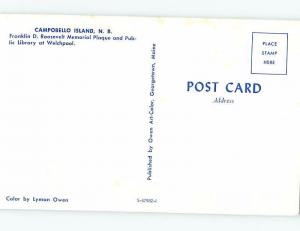 Unused Pre-1980 LIBRARY SCENE Campobello Island - Bay Of Fundy NB d6010