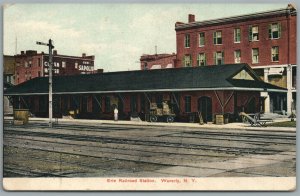 WAVERLY NY RAILROAD STATION RAILWAY TRAIN DEPOT ANTIQUE POSTCARD