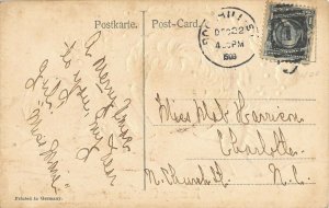 two blonda angel with holly branch #128 german c1908 christmas postcard ac162