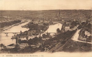 Vintage Rouen France-Panorama Photo Postcard WWI-1917 posted to Cornwall England