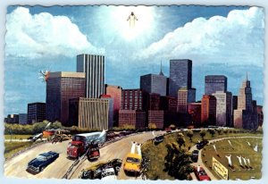 THE COMING RAPTURE Artist Signed Charles Anderson DALLAS SKYLINE 4x6 Postcard 