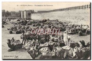 Morocco Oujda Old Postcard Location caravan (camel dromedary camel)