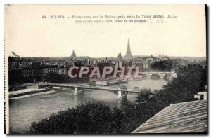 Postcard Old Paris Panorama of the Seine to the Eiffel Tower taken