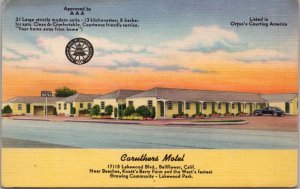 Caruthers Motel Bellflower CA Postcard PC421