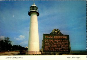 Historic Old Lighthouse, Mississippi Gulf Coast Biloxi MS Postcard I65