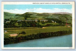 1936 Danville Pennsylvania Postcard Birds Eye View State Hospital Field Building