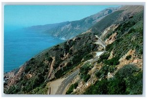 c1950 North From Partington Ridge Mountain Road Hills Trees Big Sur CA Postcard