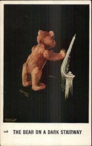 Charles Twlevetrees Teddy Fantasy c1910 Postcard DARK STAIRWAY