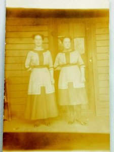 Vintage Postcard Two Women in Dresses on Porch RPPC