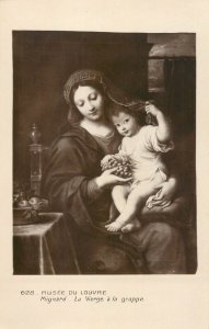 Fine art vintage postcard musee du Louvre Mignard la vierge a la grappe