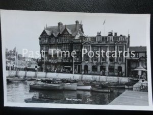 Devon DARTMOUTH shows SALUTE THE LADS Banner & Harbour Scene & Shops c1950's RP