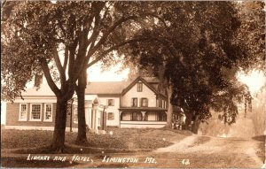 Vintage 1912 Limington, Maine Library and Hotel RPPC (Real Photo Postcard)