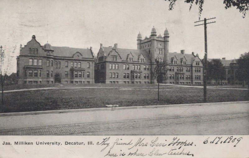 Postcard Jas Milliken University Decatur IL