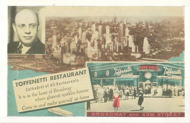 NY 43rd St Toffenetti Restaurant  Ulys Owens, Mg. 2 Views, Vintage Postcard